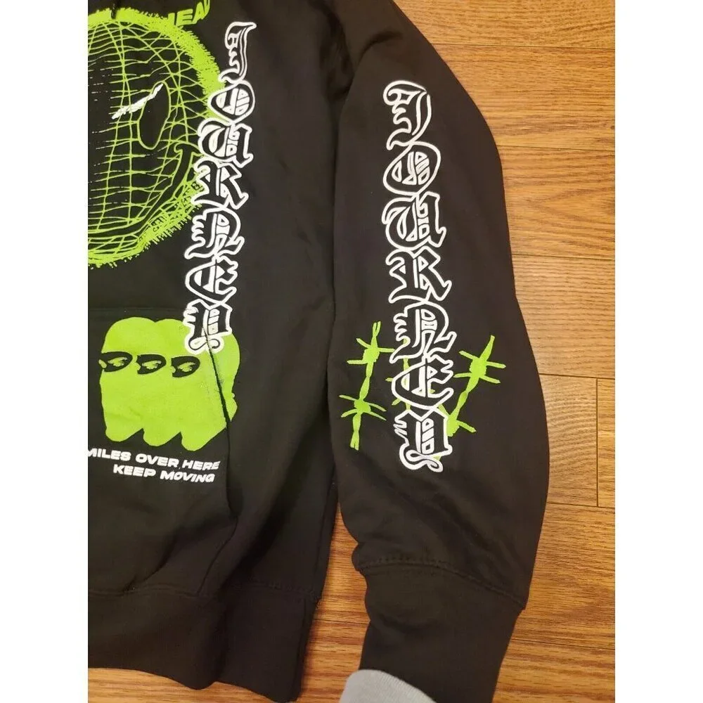 Fashion‎ Nova Hoodie Women's Size Large Black Green All Smiles Over Here NWOT